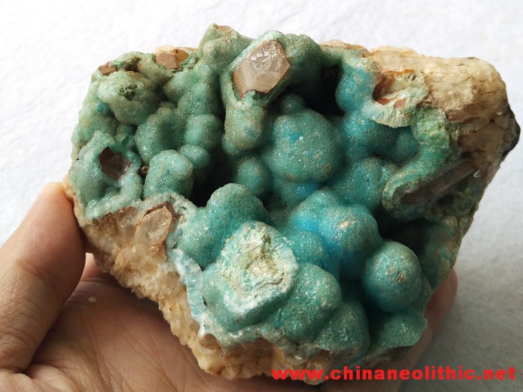 天蓝色异极矿和水晶共生矿物标本原石原矿,异极矿,水晶