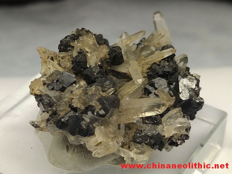 罕见的黝锡矿和水晶共生矿物晶体标本宝石原石原矿,黝锡矿