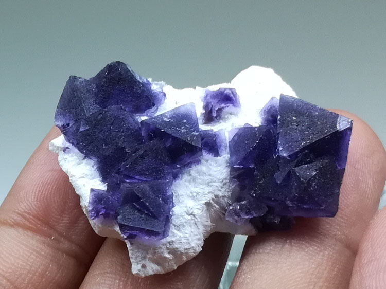 精致的紫色八面体萤石矿物晶体标本宝石原石原矿,萤石