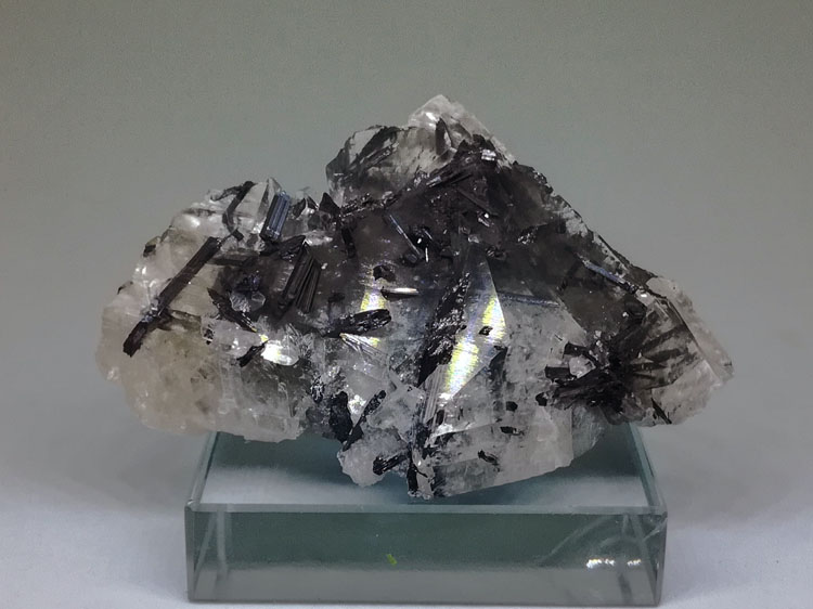 辉锑矿和方解石共生矿物晶体标本宝石原石原矿,辉锑矿,方解