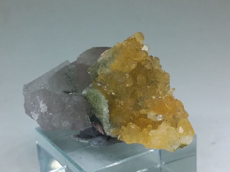 辉沸石和茶色水晶共生矿物晶体矿物标本宝石原石原矿,辉沸石,水晶