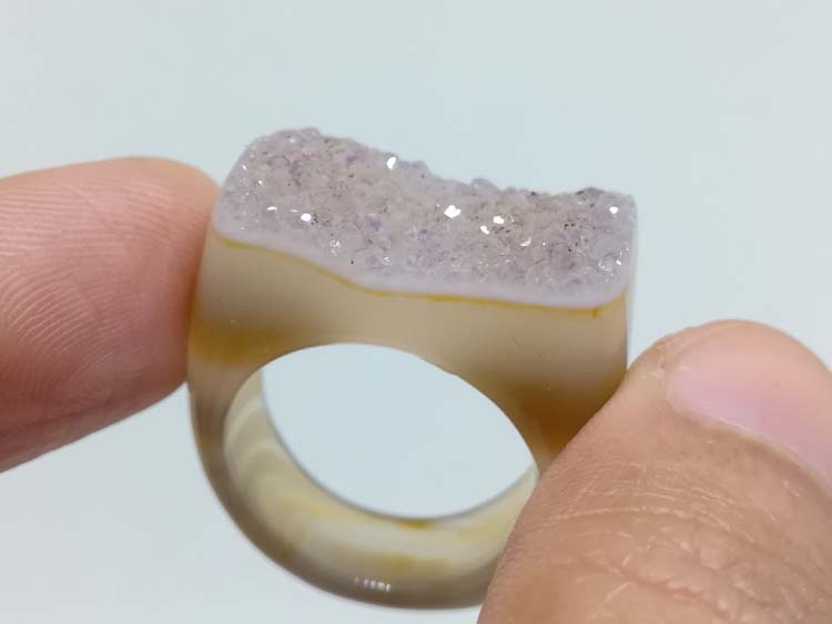 超个性吸引眼球的天然玛瑙原石水晶洞戒指，矿物晶体宝石原矿,玛瑙,水晶