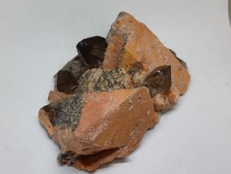 红色钾长石和水晶共生矿物标本晶体宝石原石原矿原料观赏石奇石,长石,水晶