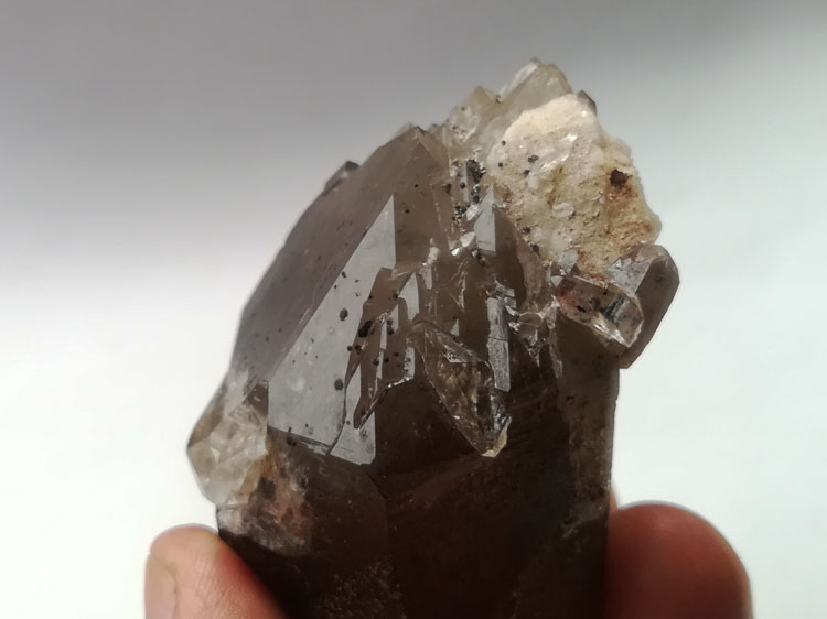 超透光泽超好亮皮茶色水晶茶晶烟晶黑水晶墨晶矿物标本晶体原石,水晶