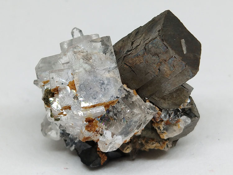 柱状毒砂矿和无色萤石水晶铁闪锌共生矿物标本晶体宝石原石原矿石,毒砂,萤石