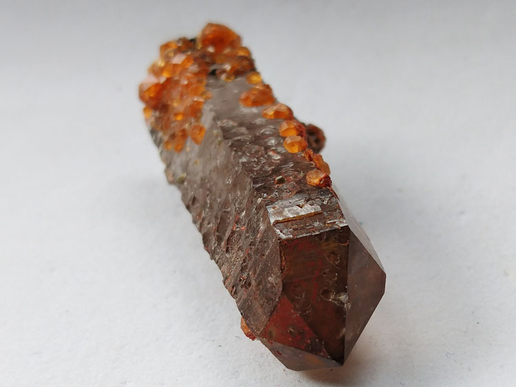 锰铝石榴石芬达石和茶色水晶烟晶共生矿物标本晶体宝石原石原矿石,石榴石,水晶