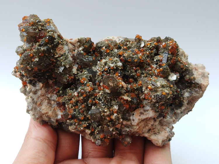 Manganese-aluminum Garnet Spessartine,Smoky Quartz,Mica,Feldspar Mineral Specimens Mineral Crystals,Garnet,Quartz,Mica,Feldspar