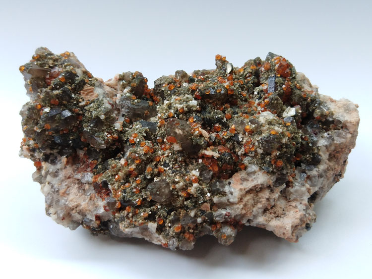 Manganese-aluminum Garnet Spessartine,Smoky Quartz,Mica,Feldspar Mineral Specimens Mineral Crystals,Garnet,Quartz,Mica,Feldspar