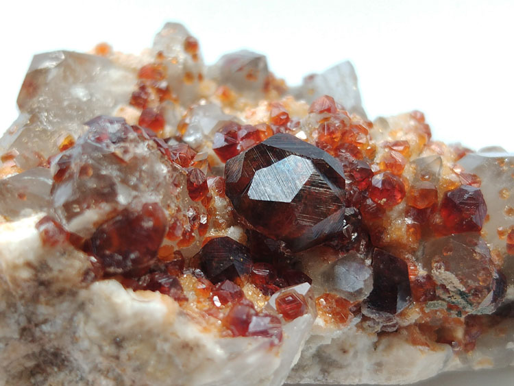 Manganese-aluminum Garnet Spessartine, Smoky Quartz and Feldspar Mineral Specimens Mineral Crystals ,Garnet,Quartz,Feldspar