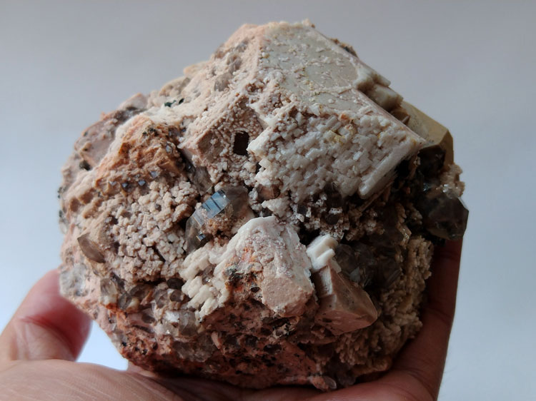 天然茶晶烟晶微斜长石矿物标本晶体晶簇晶洞宝石原石原矿石,水晶,长石